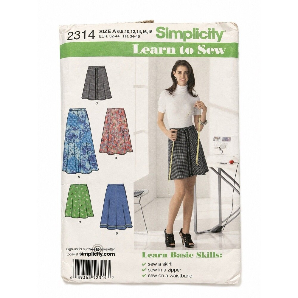 Simplicity Pattern 2314 Skirt 3 Lengths Learn to Sew Sizes 6 8 10 12 14 16 18 FF